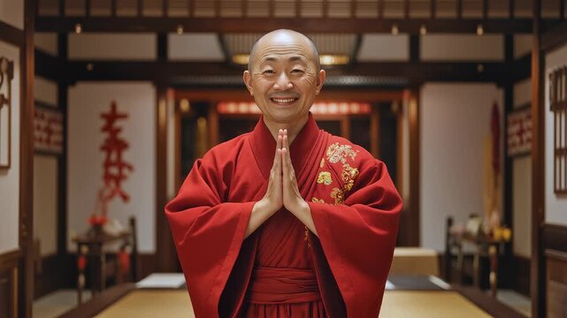 buddhist monk in buddhist temple