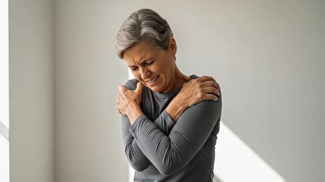 Senior woman with shoulder pain