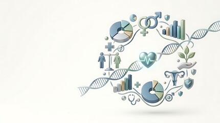 Fototapeta premium World Sexual Health Day Concept with Medical Icons and DNA