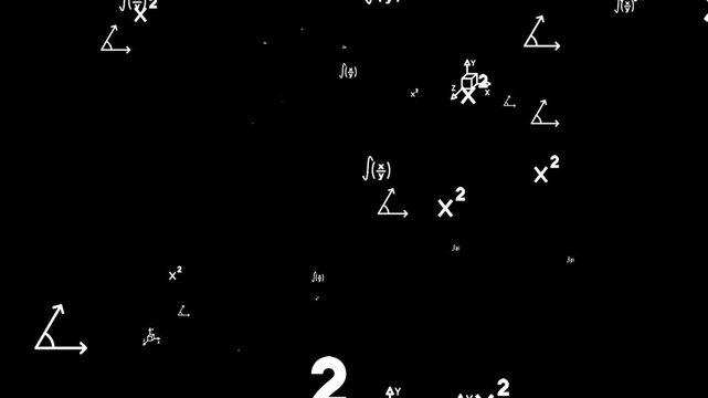 Math Formula Particle Camera Zoom Animation. Floating Equations Science Background 4K.