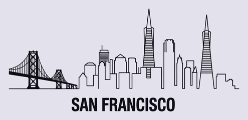 Fototapeta premium San Francisco Skyline Silhouette with Golden Gate Bridge