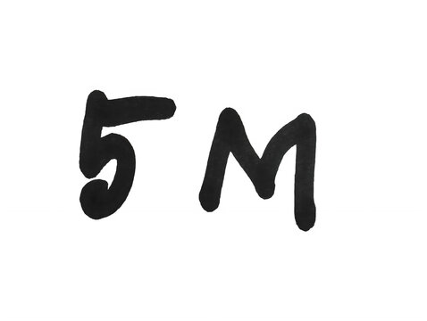 Handwritten 5m text written with a black marker on a surface isolated on transparent background