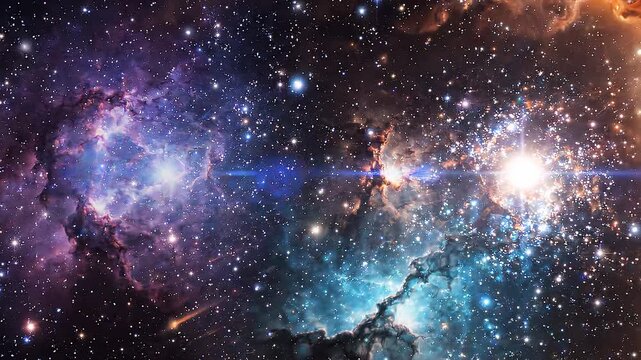 Deep Outer Space Galaxy with Glowing Stars and Nebula