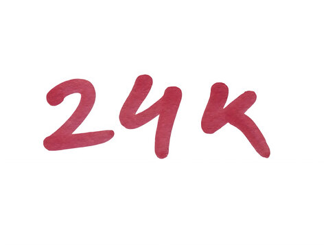 Handwritten 24k gold text label on a simple surface isolated on transparent background