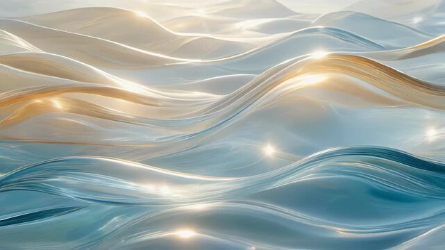 Abstract translucent waves with soft blue and beige tones under light