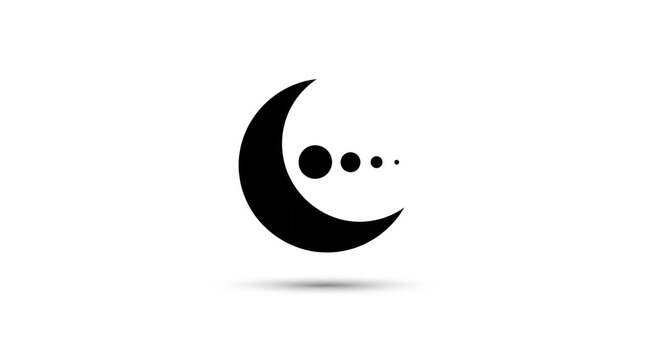 Crescent Moon Symbol with Dots Graphic.