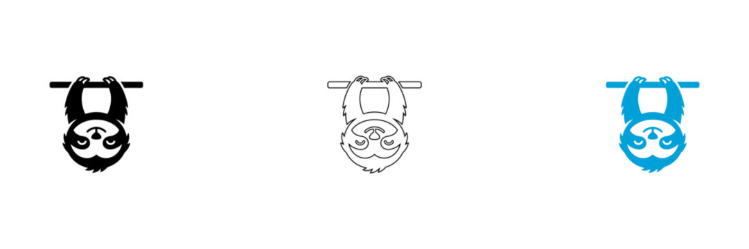 Monkey hanging from a bar in three different colors