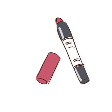 Hand-drawn illustration of an open red marker pen with its cap off.