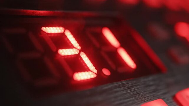 Red digital timer display showing numerical countdown progress.