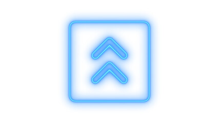 Glowing neon upload arrow icon isolated on transparent background. Upward direction. Double chevron. Web navigation. Interface button. Upgrade sign. © mominulim