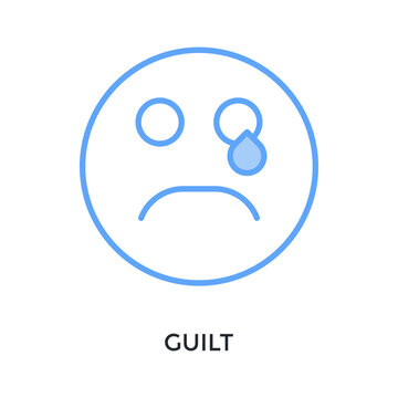 Guilt Icon Lineal Blue Style. Vector Illustration For Graphic Design