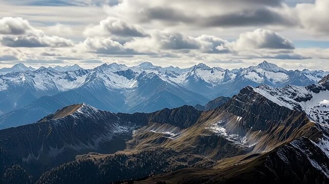 Majestic Mountain Range Panoramic Aerial View Motion