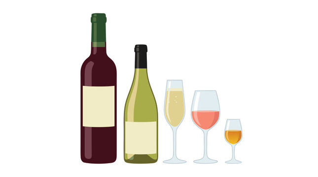 Collection of French wine pairing including bordeaux rouge bottle, burgundy pinot noir, champagne brut flute, c&ocirc;tes du ros&eacute; glass, muscat dessert pour.
