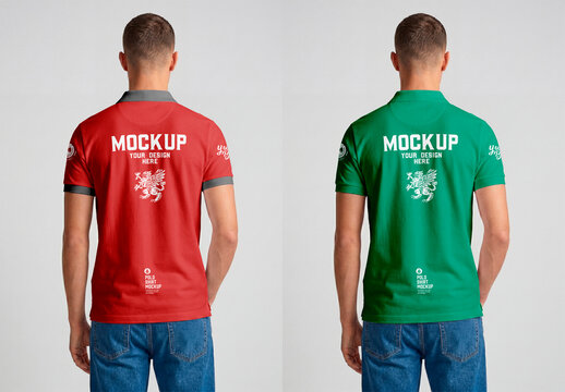 White polo shirt back view male model minimal apparel