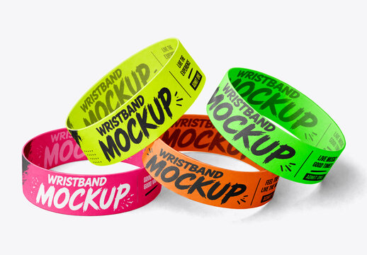 Stack of Blank Paper Wristbands Mockup