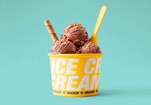 Chocolate ice cream cup mockup