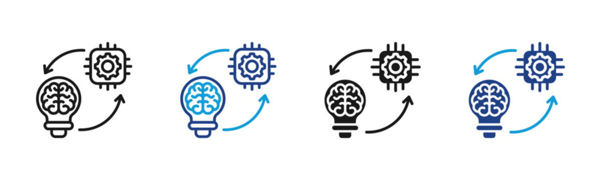 Ai Implementation Web icon with multiple style collection