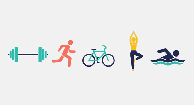 Hand-drawn flat graphic illustration featuring minimalist icons of a t