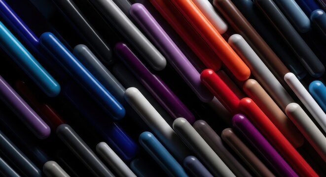 Professional conceptual photo of abstract colorful rods with cylinder
