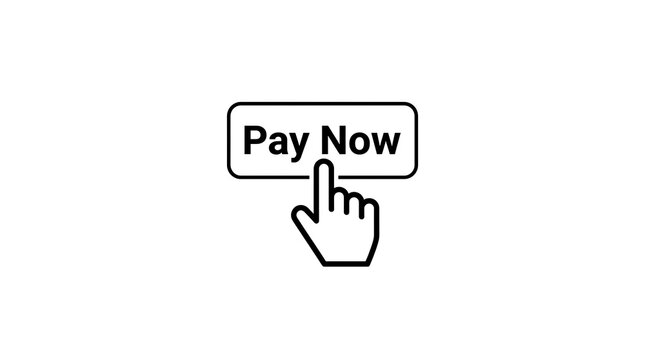 Pay now button with hand cursor icon