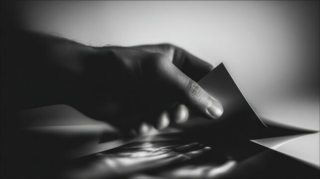 Hand placing ballot in vote box depicting democracy and election process