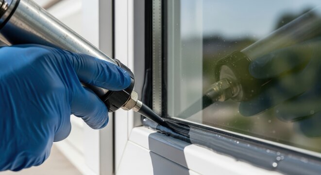 Professional conceptual photo of window sealant application with high resolution