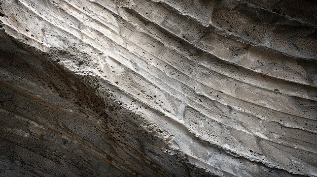 Weathered stone mortar concave wear close up