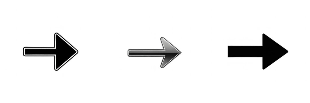 Set Of Minimalist Black Arrow Icon Direction Pointer Symbol Isolated on Transparent Background UI UX Navigation Design Asset