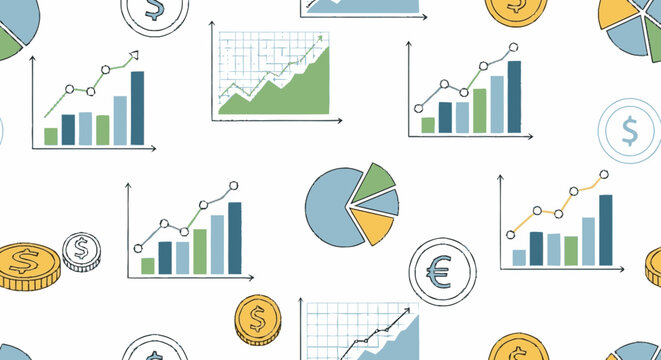 Hand-drawn flat graphic illustration showcasing multiple business grow