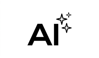 Minimalist AI lettering typography design with sparkle stars for artificial intelligence logo concept © MDMunna