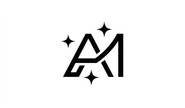 Creative AI monogram logo design with sparkle stars for artificial intelligence branding