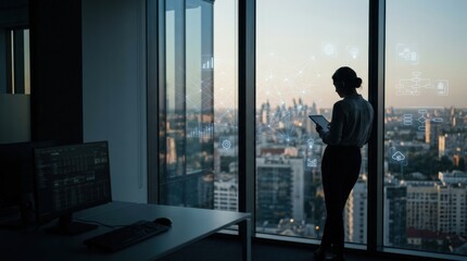 Fototapeta premium AI Productivity Tools Boost Business Efficiency With Smart Technology & Data Analysis Solutions