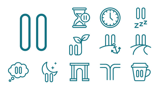 Vector Icons Pause icon set representing break rest and time management concepts. EPS Editable