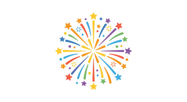 Colorful Starburst Firework Explosion Celebration Isolated on White Background