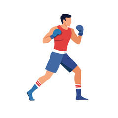 Obraz premium Flat vector illustration of a boxer in action pose