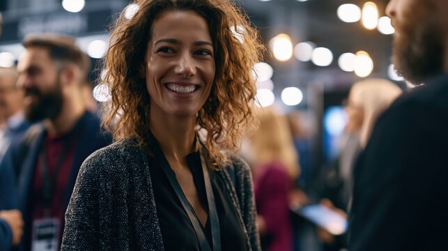 Business attendees gather at a conference to build relationships, attend presentations, and collaborate with industry professionals.