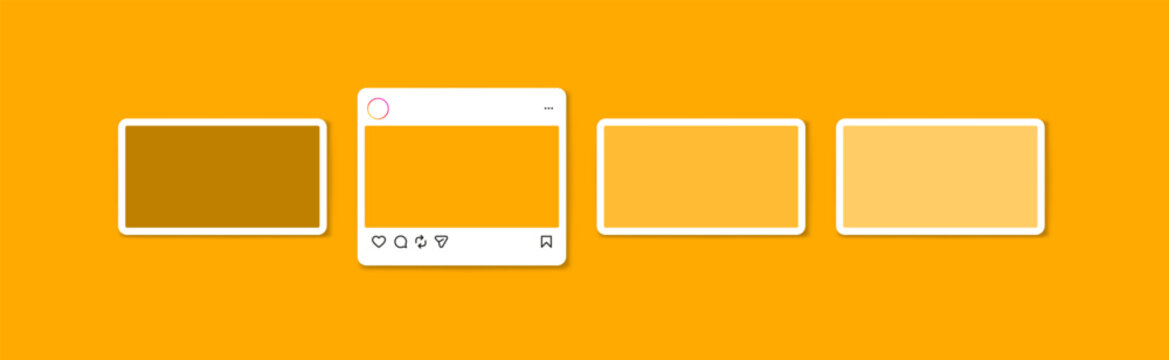 Instagram Landscape post template / horizontal carousel post mockup frame. social media and social network template,  update 2026 , instagram mock up with new grid size templates: 1080 x 566 px (16:9)