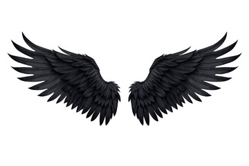 Fototapeta premium Black large fantasy wings, representing themes of angels, demons, flight, darkness, and mystery. Transparent background