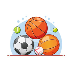 Obraz premium Flat illustration of various sports balls