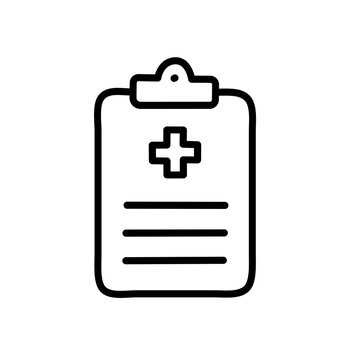 Medical clipboard line icon - clipboard with medical checlist outline icon