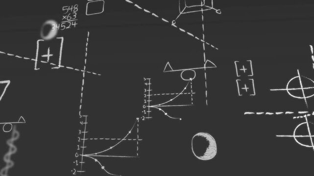 Hand Drawn Chalkboard Math Formulas and Lightbulb Idea Sketch Animation