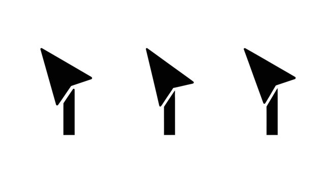 Three Black Computer Mouse Cursors on White Background