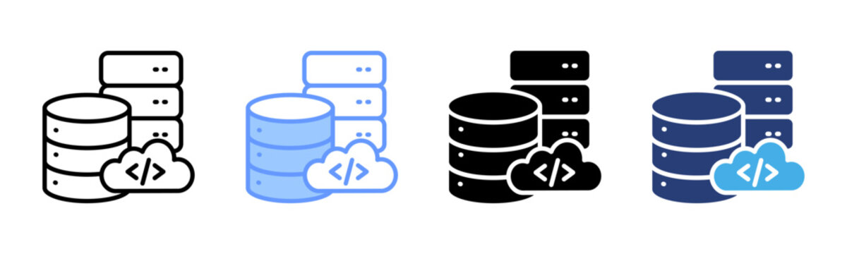 Database icon set multiple style collection