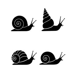 Collection of snail silhouettes with various shell shapes  © Soepras