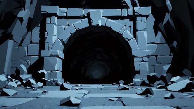 Eerie Underground Scene in Flat Design Illustration Style