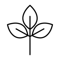 Naklejka premium Minimalist black and white icon of a three-leaf plant with a symmetrical silhouette and slender stem on a white background nature and ecology concept