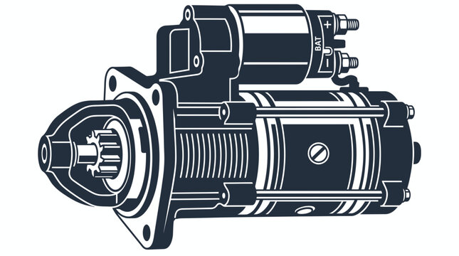 Automotive starter motor for internal combustion engine ignition.