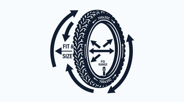Automotive tire size and fitment measurement diagram.