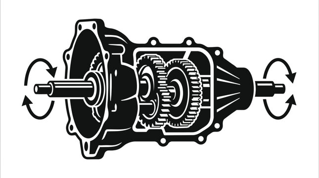 Automotive transmission gearbox internal gears illustration