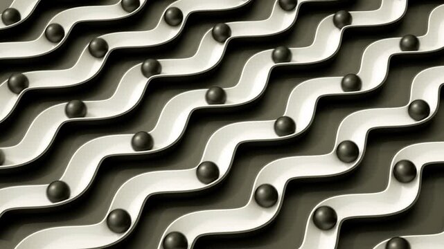 Satisfying slides with black and white abstract geometric blocks moving in seamless hypnotic loopable pattern in 4K Ultra HD footage.
